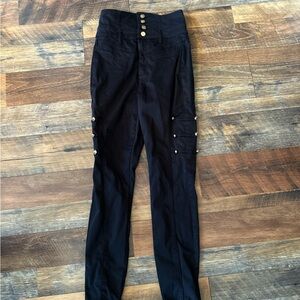 Bebe Black Trousers with Button Details